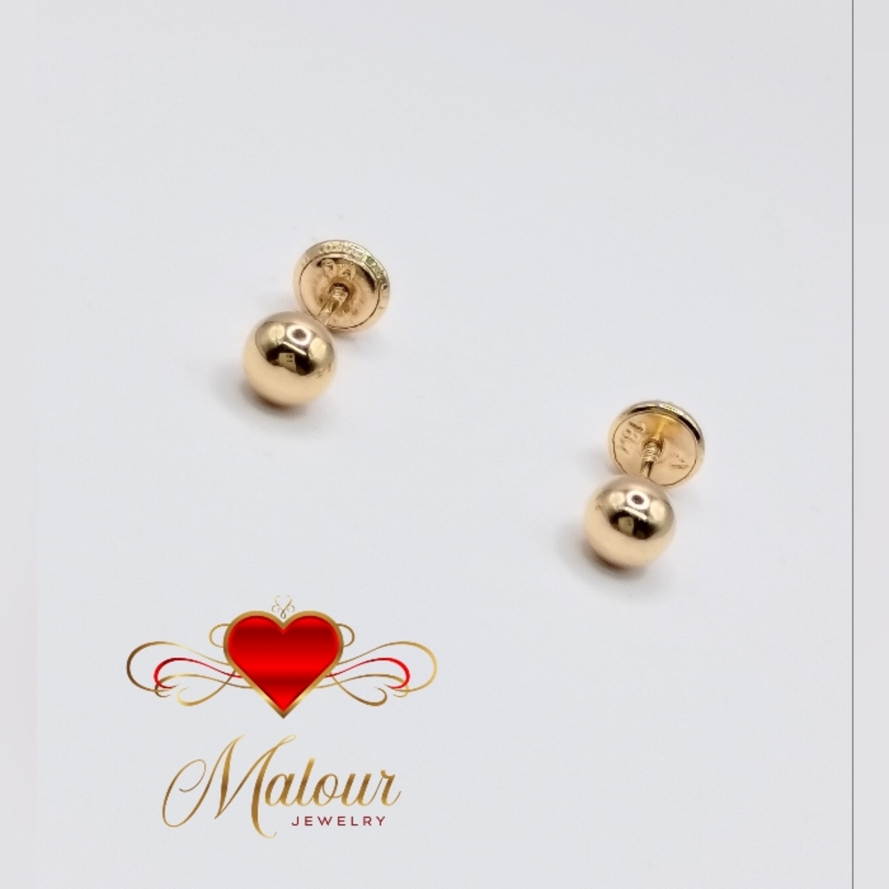 18K Solid Gold Ball Earrings – Authentic Baby Jewelry, Gift Ready